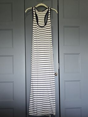 finn & clover Navy and White Striped Racerback Maxi Dress